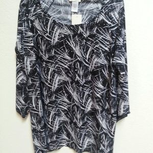 NWT Brittany Black Black and Grey Blouse